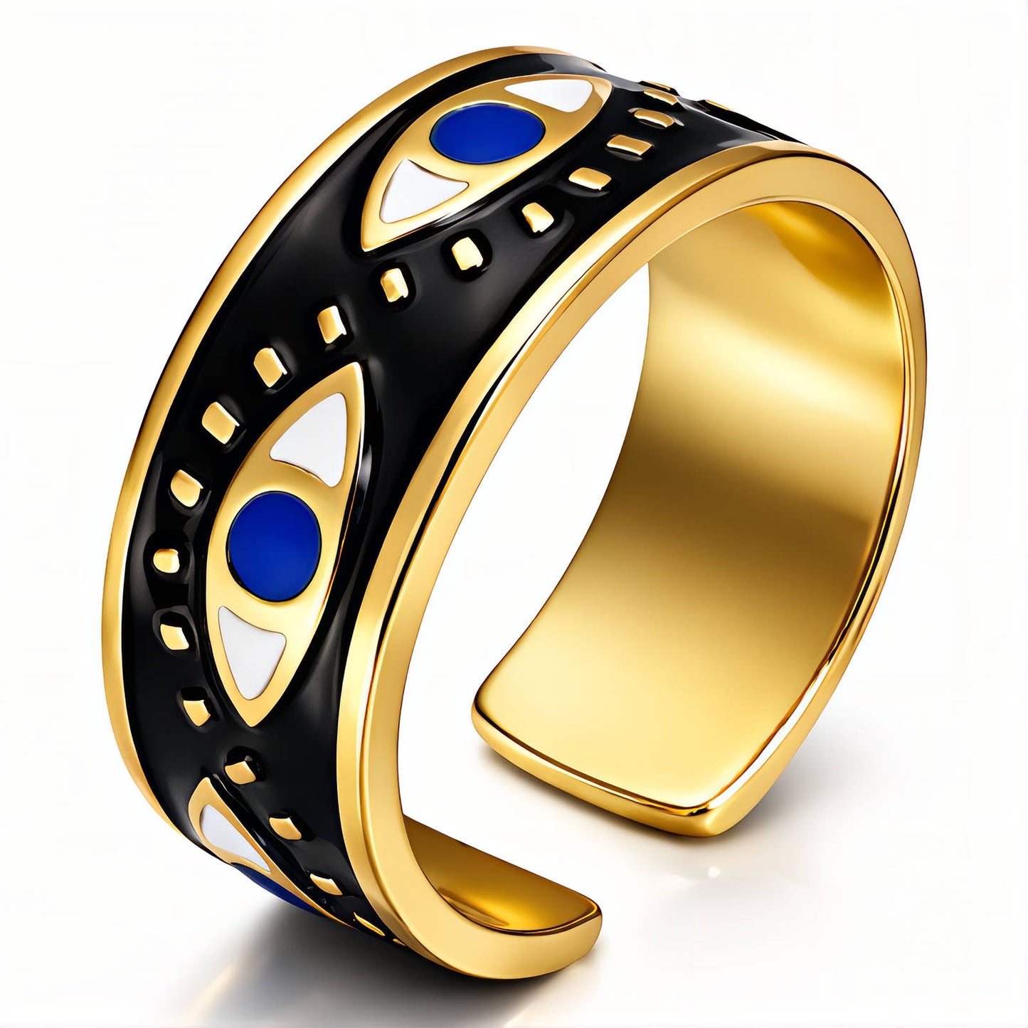 Evil Eye Ring, 18K Gold Plated Steel