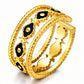Evil Eyes Ring, 18K Gold Plated Steel