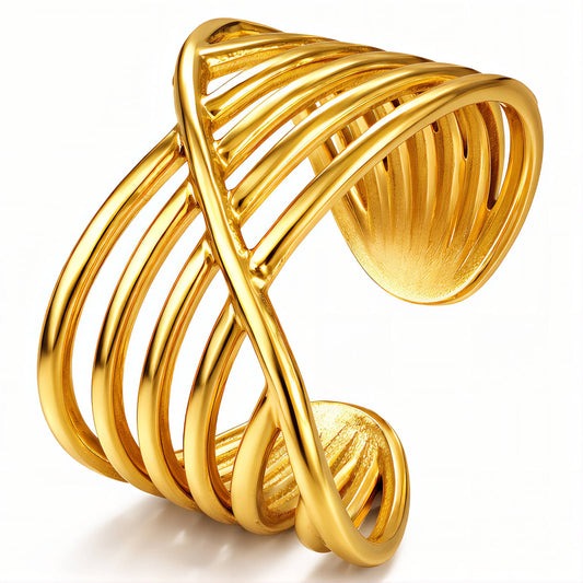 Ring, 18K Gold Plated Steel