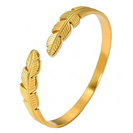 Leaves Bracelet, 18K Gold Plated Steel