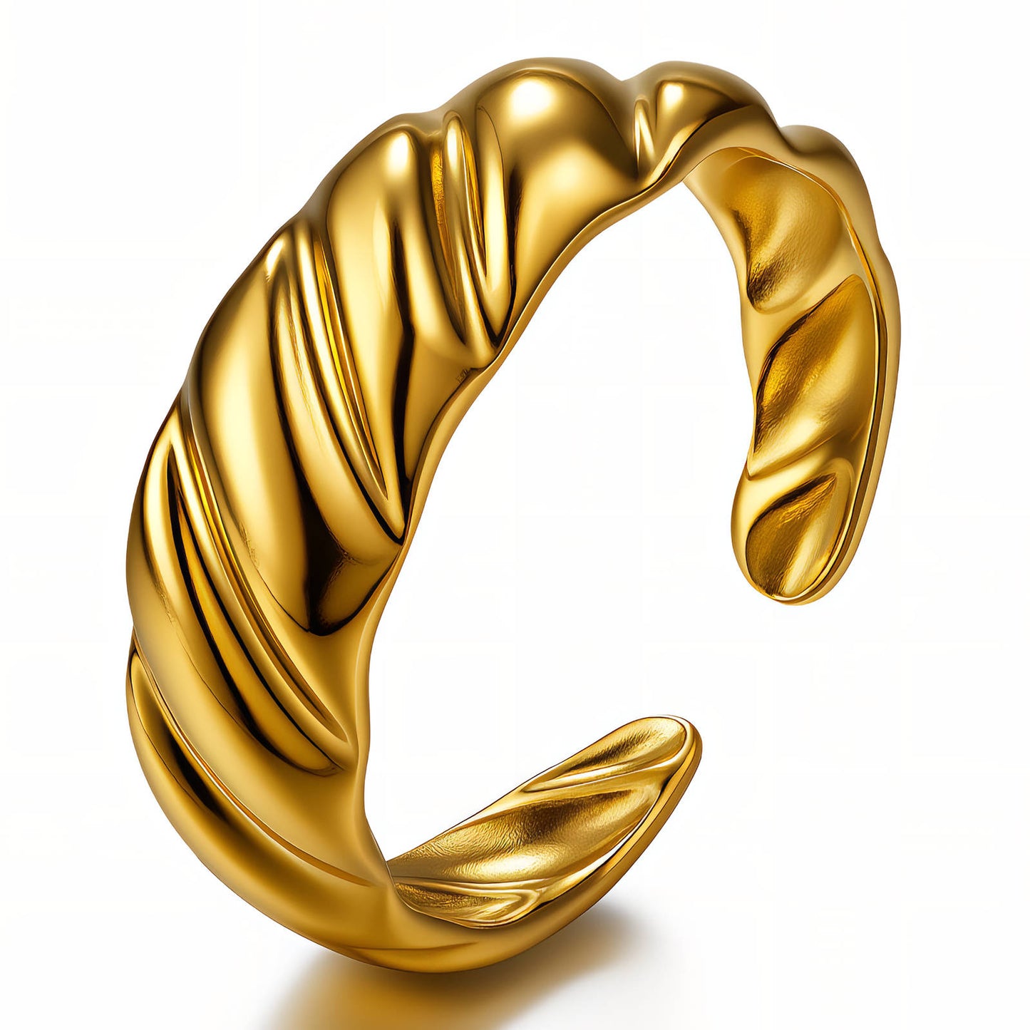 Croissant Ring, 18K Gold Plated Steel