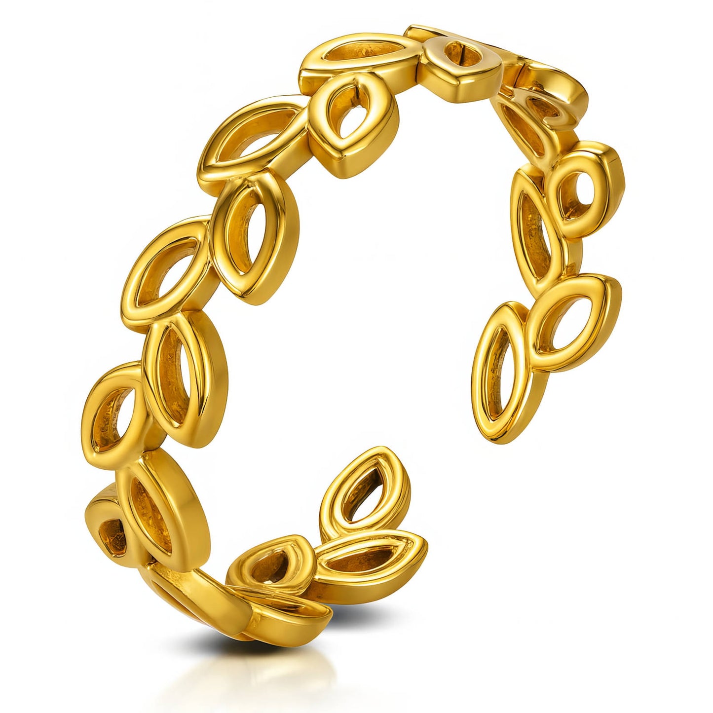 Leaves Ring, 18K Gold Plated Steel