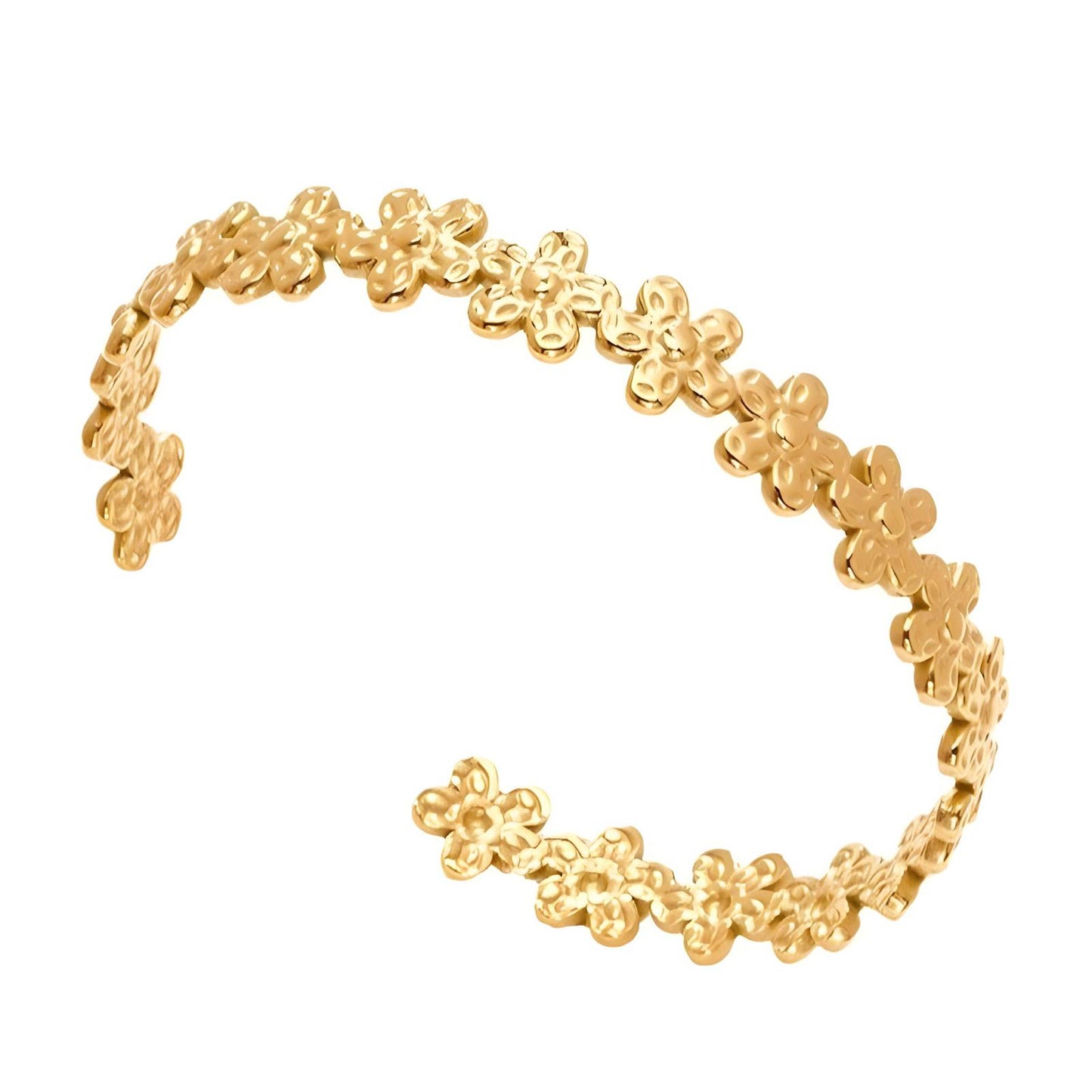 Flowers Bracelet, 18K Gold Plated Steel