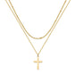 Crosses Necklace, 18K Gold Plated Steel