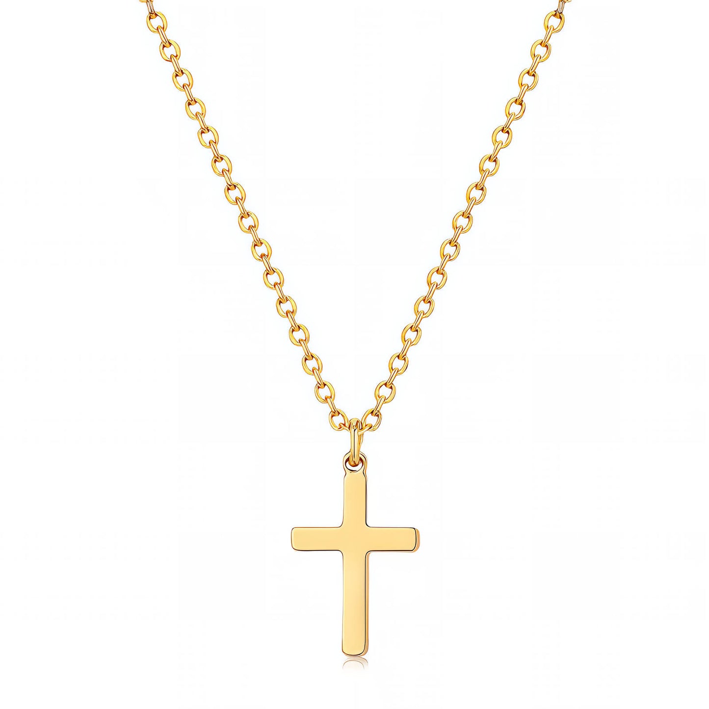 Crosses Necklace, 18K Gold Plated Steel