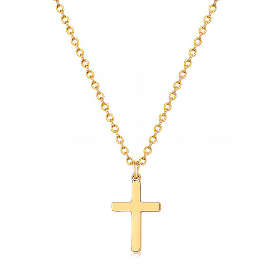 Crosses Necklace, 18K Gold Plated Steel