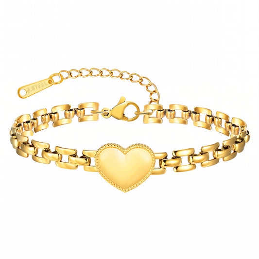 Heart Bracelet, 18K Gold Plated Steel
