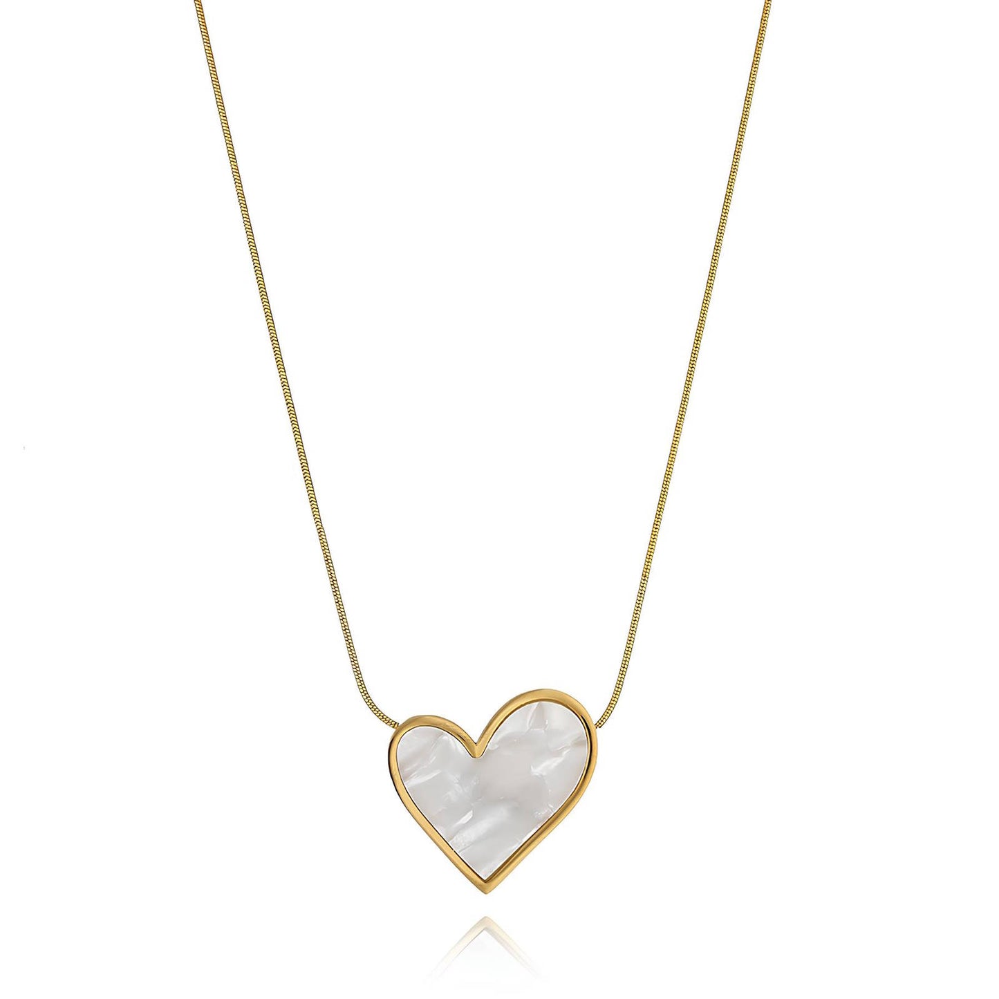 Heart Necklace, 18K Gold Plated Steel
