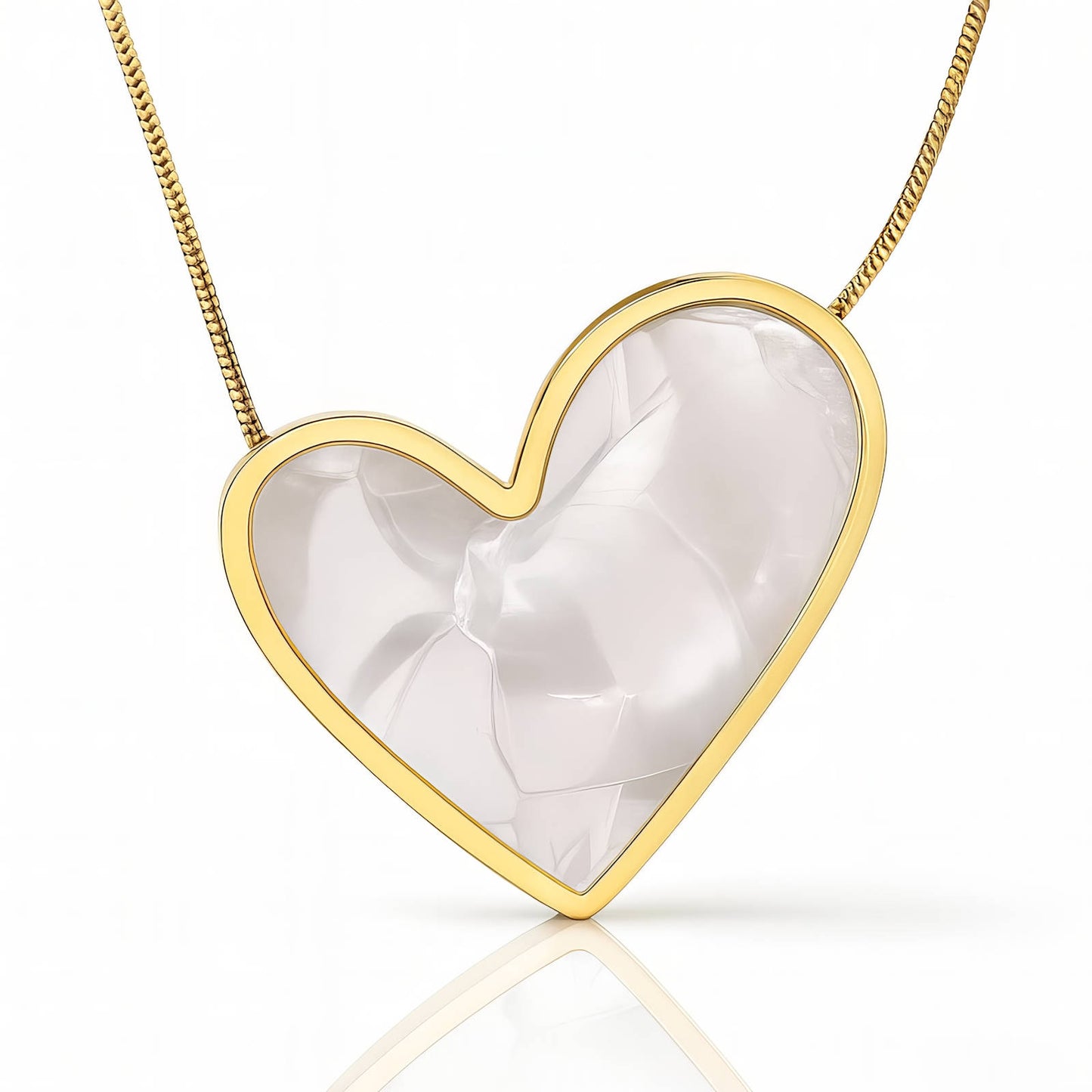 Heart Necklace, 18K Gold Plated Steel
