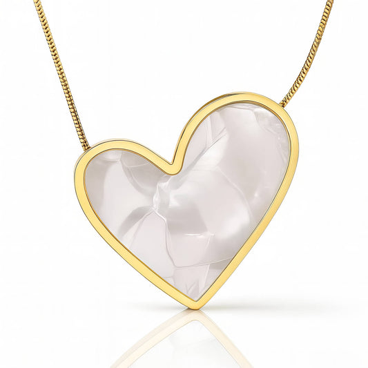 Heart Necklace, 18K Gold Plated Steel