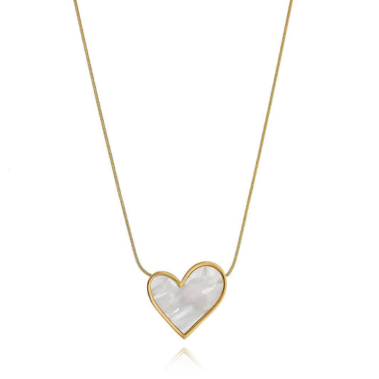 Heart Necklace, 18K Gold Plated Steel