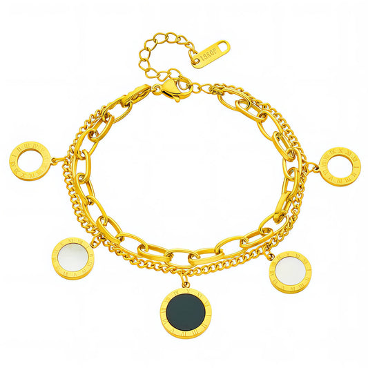 Bracelet, 18K Gold Plated Steel