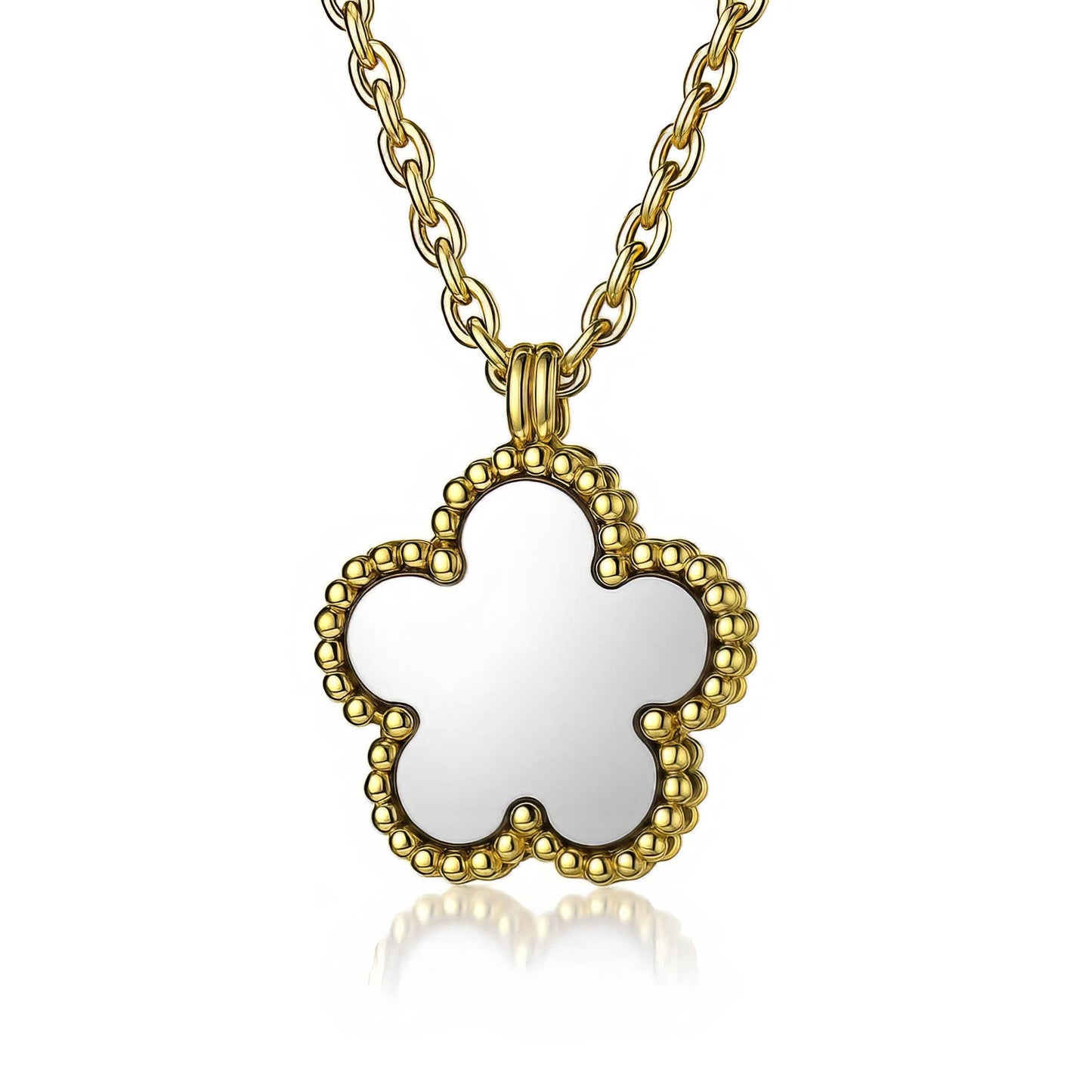 Flower Necklace, 18K Gold Plated Steel