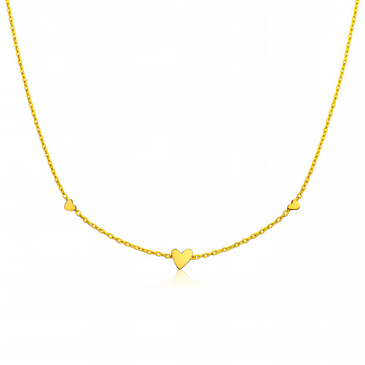 Hearts Necklace, 18K Gold Plated Steel