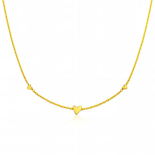 Hearts Necklace, 18K Gold Plated Steel