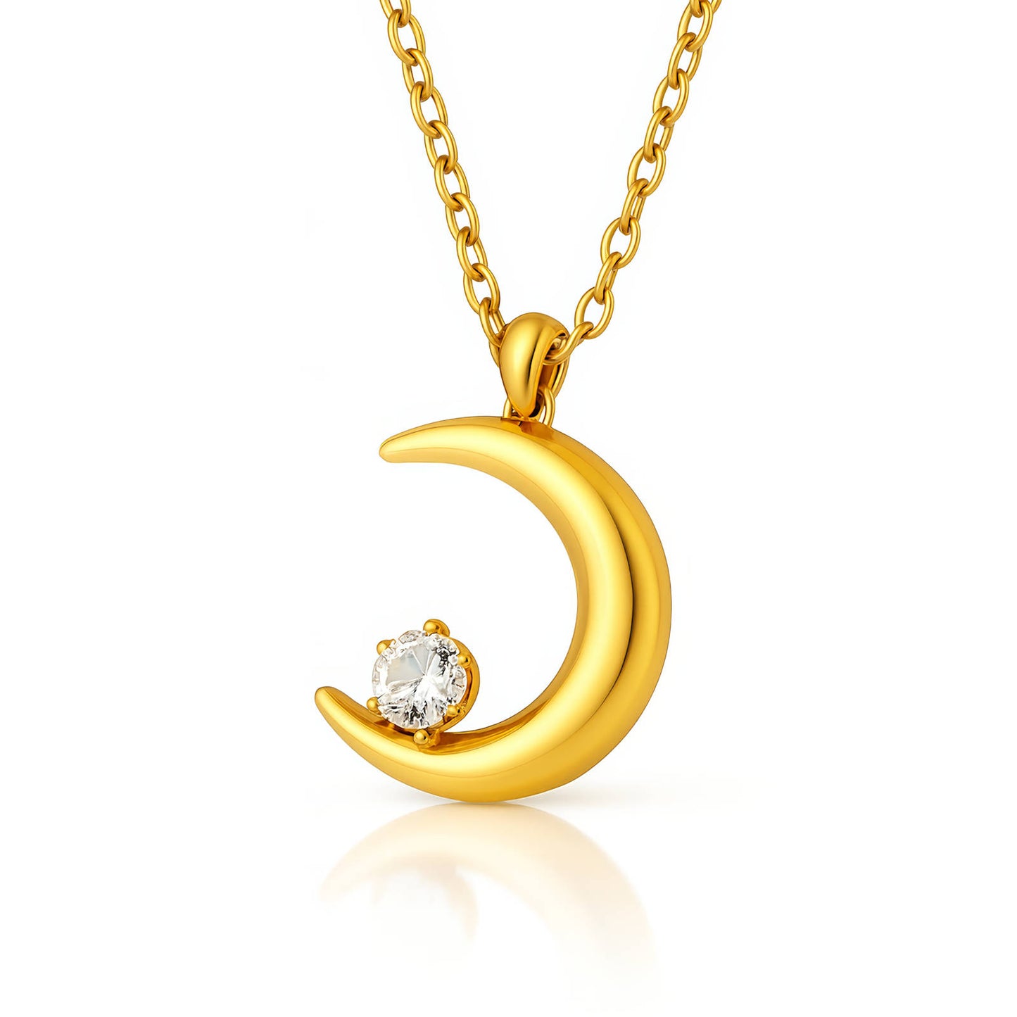 Crescent Necklace, 18K Gold Plated Steel