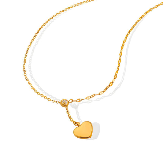 Heart Necklace, 18K Gold Plated Steel