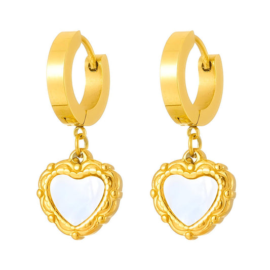 Heart Earrings, 18K Gold Plated Steel