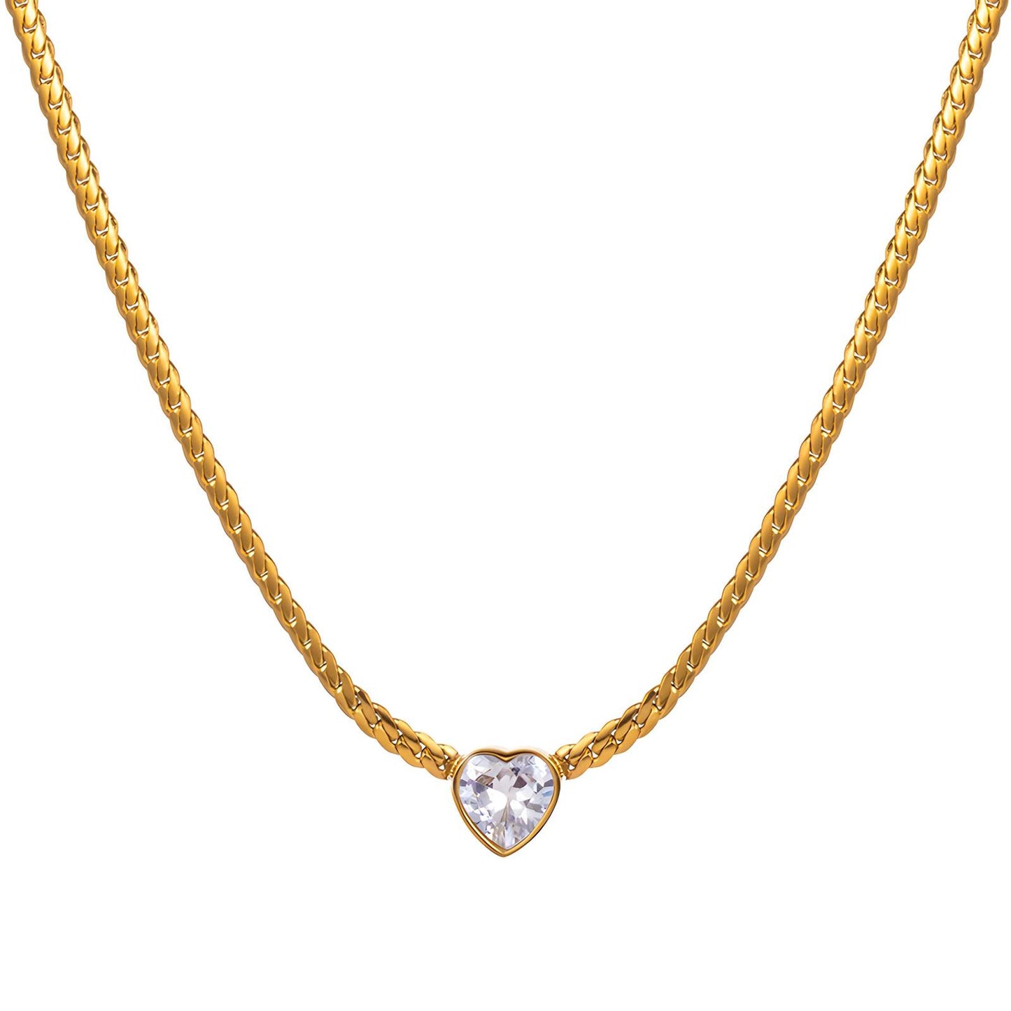 Hearts Necklace, 18K Gold Plated Steel