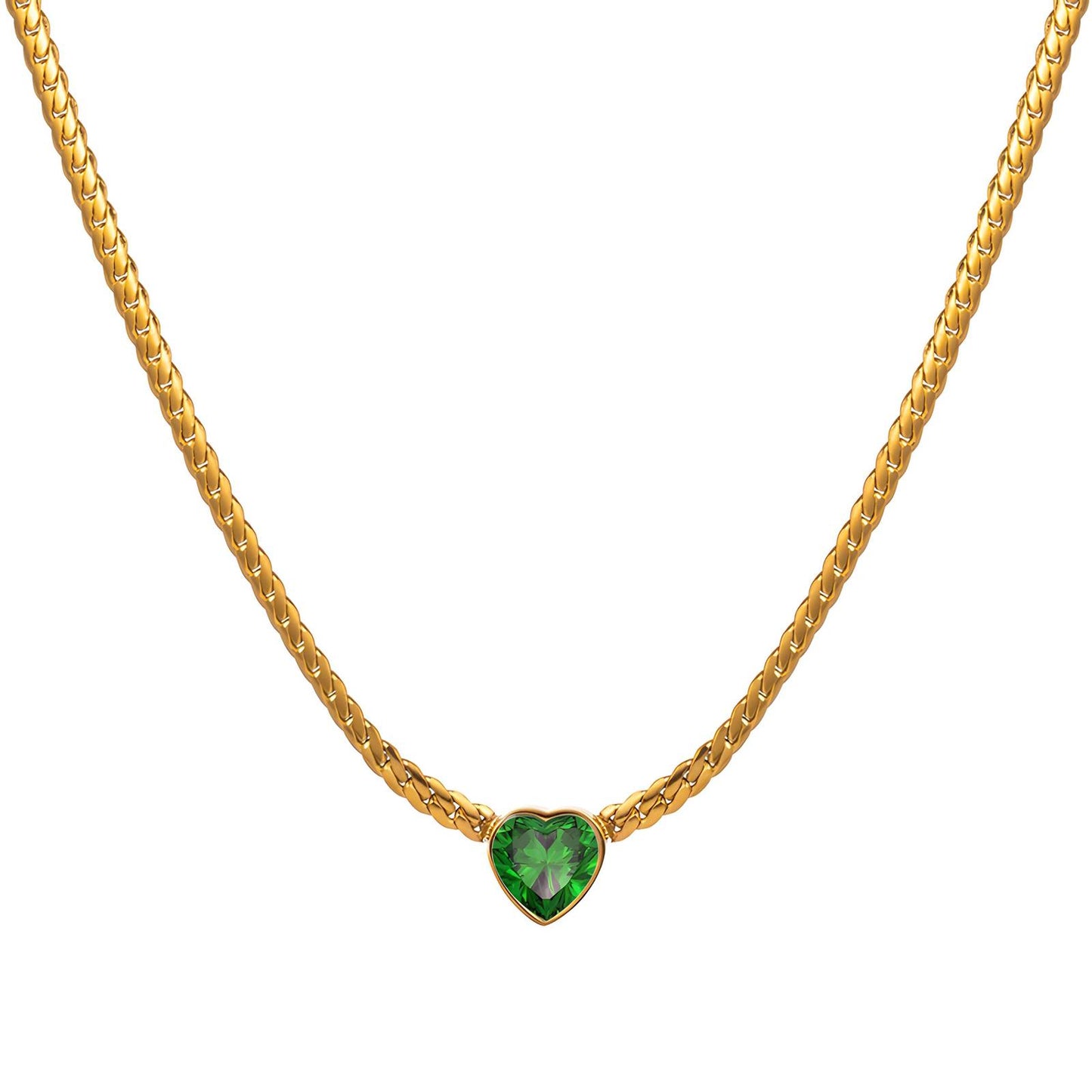 Heart Necklace, 18K Gold Plated Steel