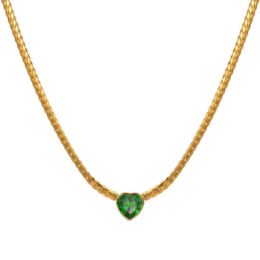 Heart Necklace, 18K Gold Plated Steel