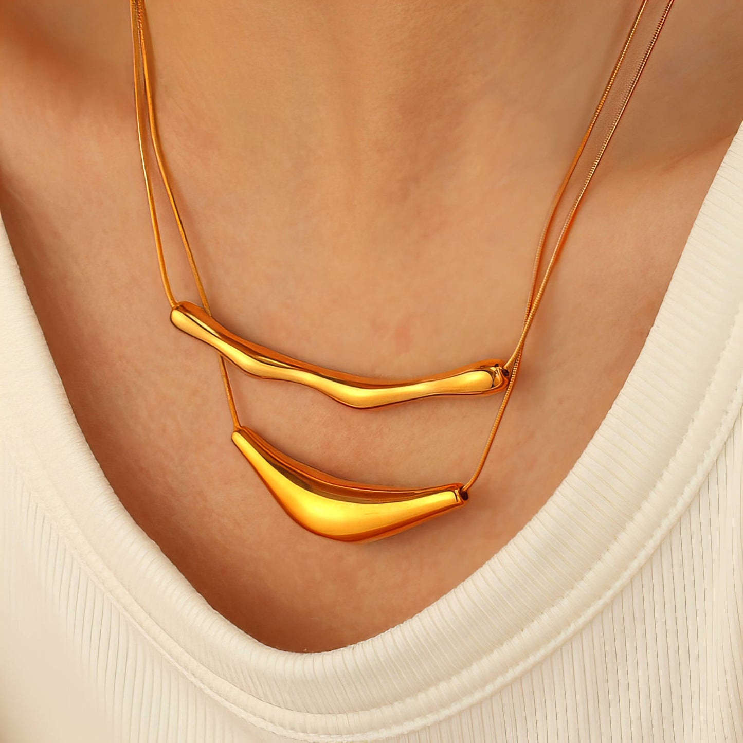 Necklace, 18K Gold Plated Steel