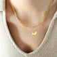 Heart Necklace, 18K Gold Plated Steel