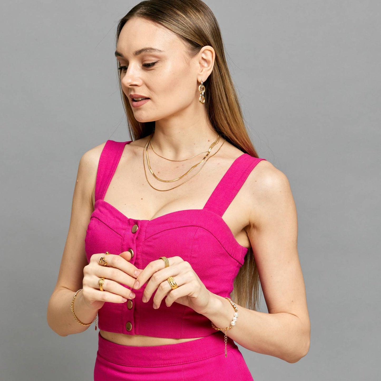 Necklace, 18K Gold Plated Steel