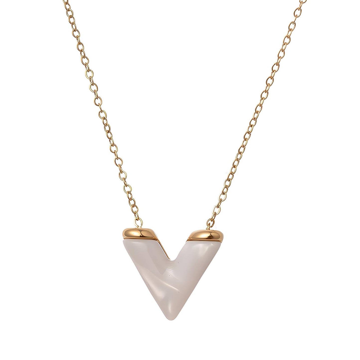 V Necklace, 18K Gold Plated Steel