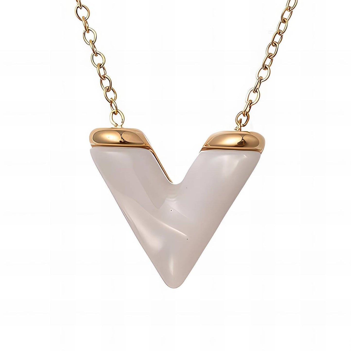 V Necklace, 18K Gold Plated Steel