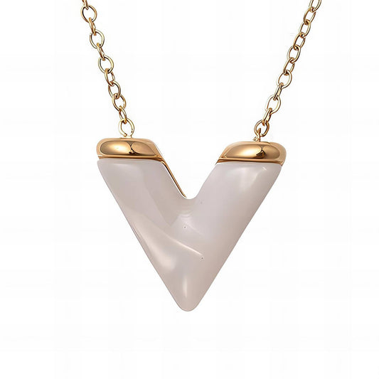 V Necklace, 18K Gold Plated Steel
