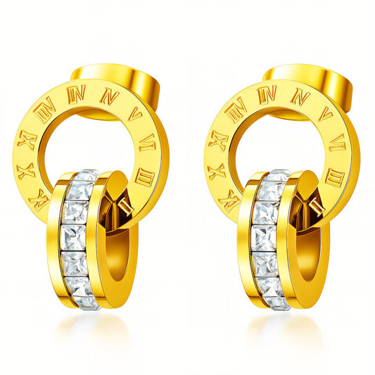 Earrings, 18K Gold Plated Steel