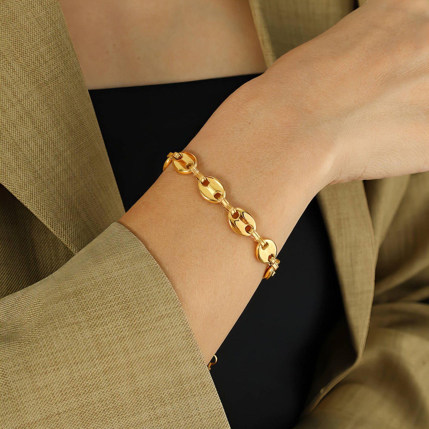 Bracelet, 18K Gold Plated Steel