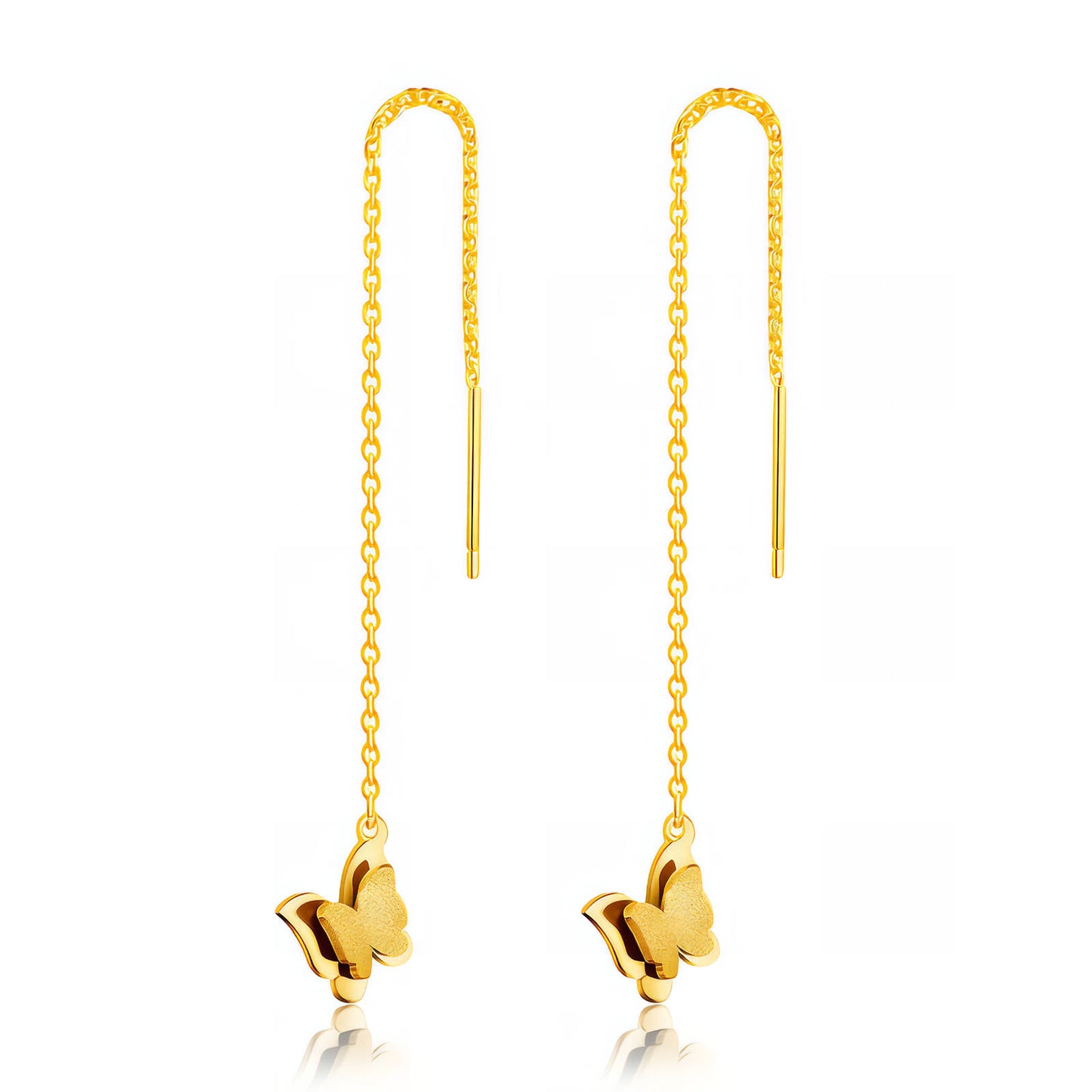 Butterflies Earrings, 18K Gold Plated Steel
