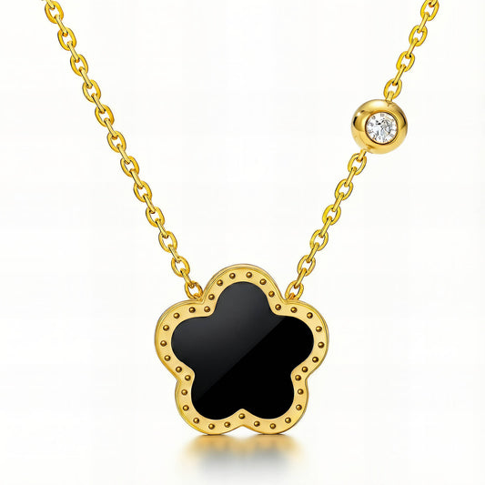 Flower Necklace, 18K Gold Plated Steel