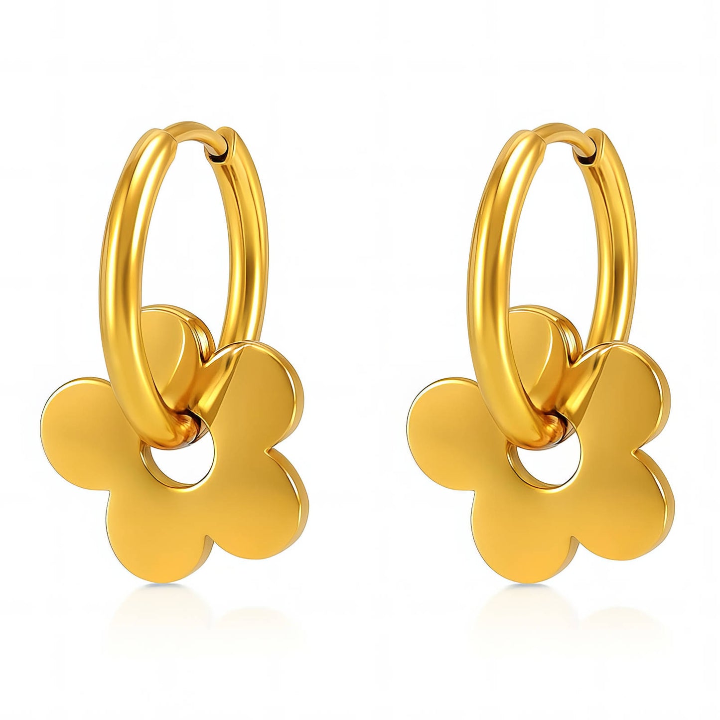Flowers Earrings, 18K Gold Plated Steel