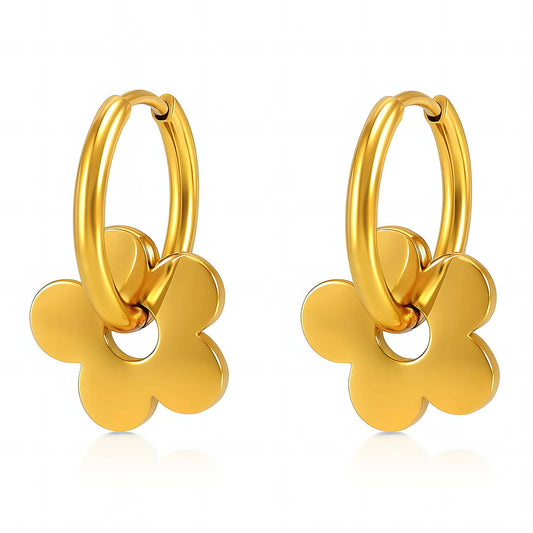 Flowers Earrings, 18K Gold Plated Steel