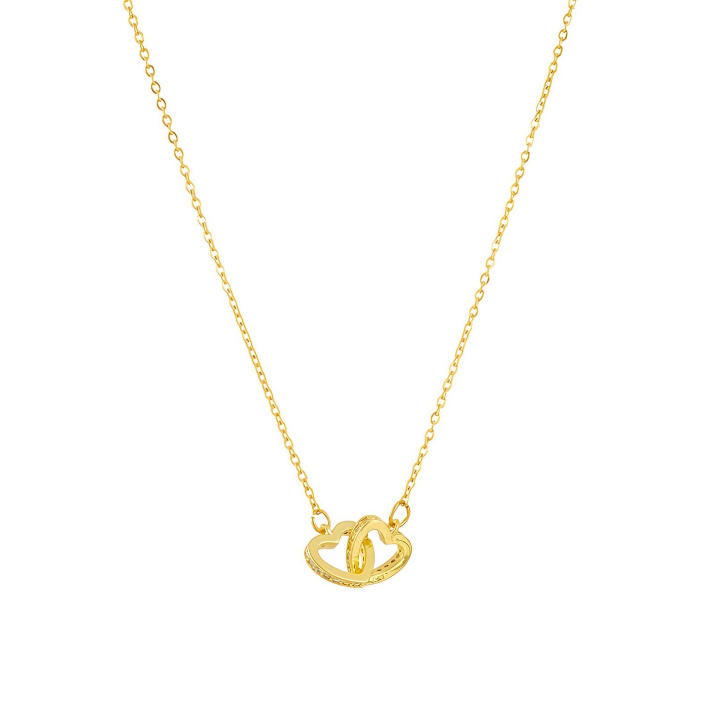 Hearts Necklace, 18K Gold Plated Steel
