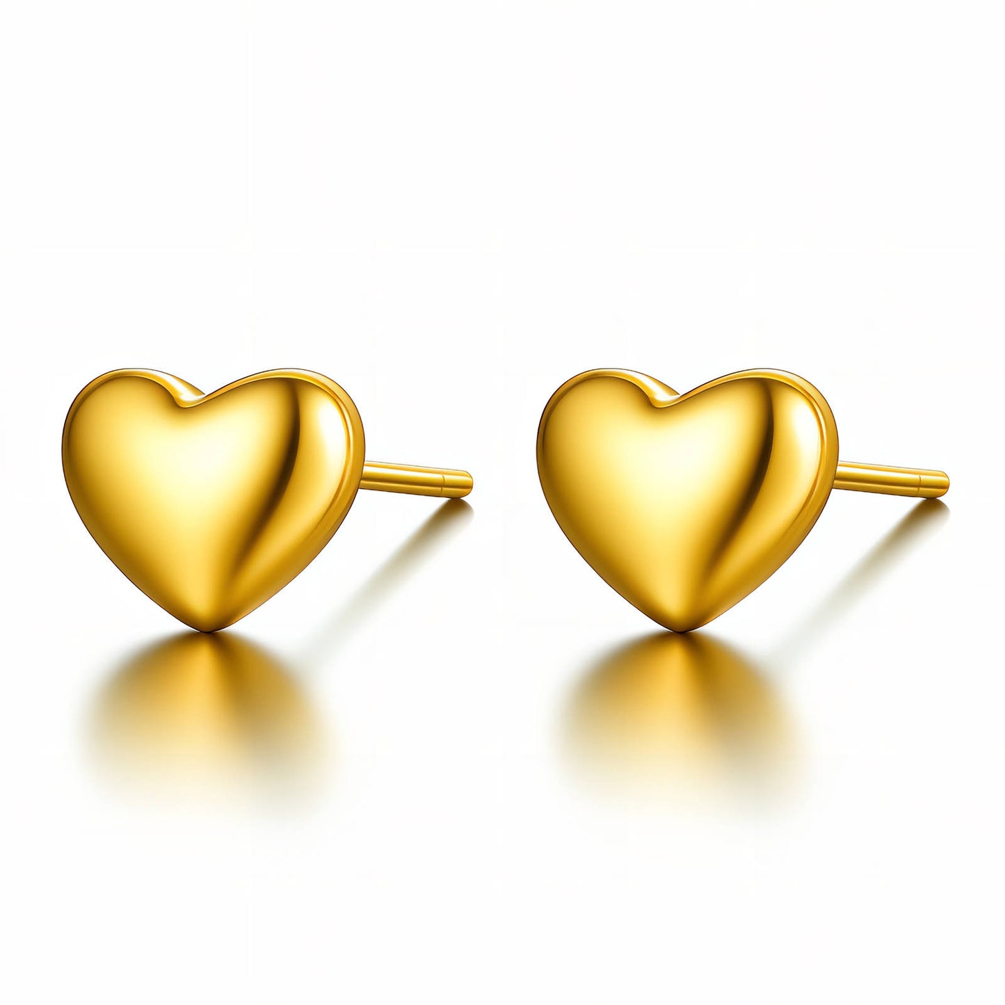 Hearts Earrings, 18K Gold Plated Steel