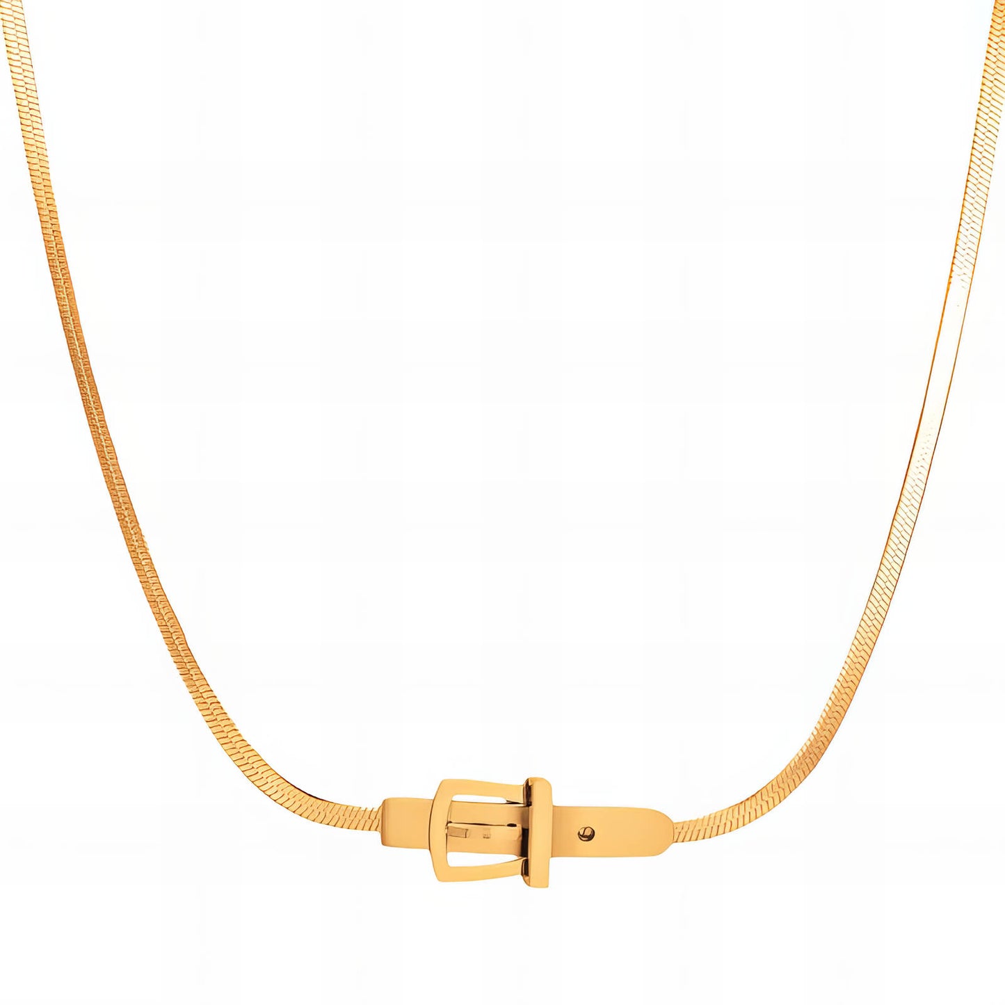 Belt Necklace, 18K Gold Plated Steel