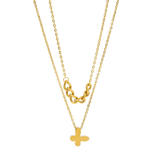Butterfly Necklace, 18K Gold Plated Steel