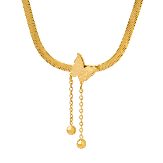 Butterfly Necklace, 18K Gold Plated Steel