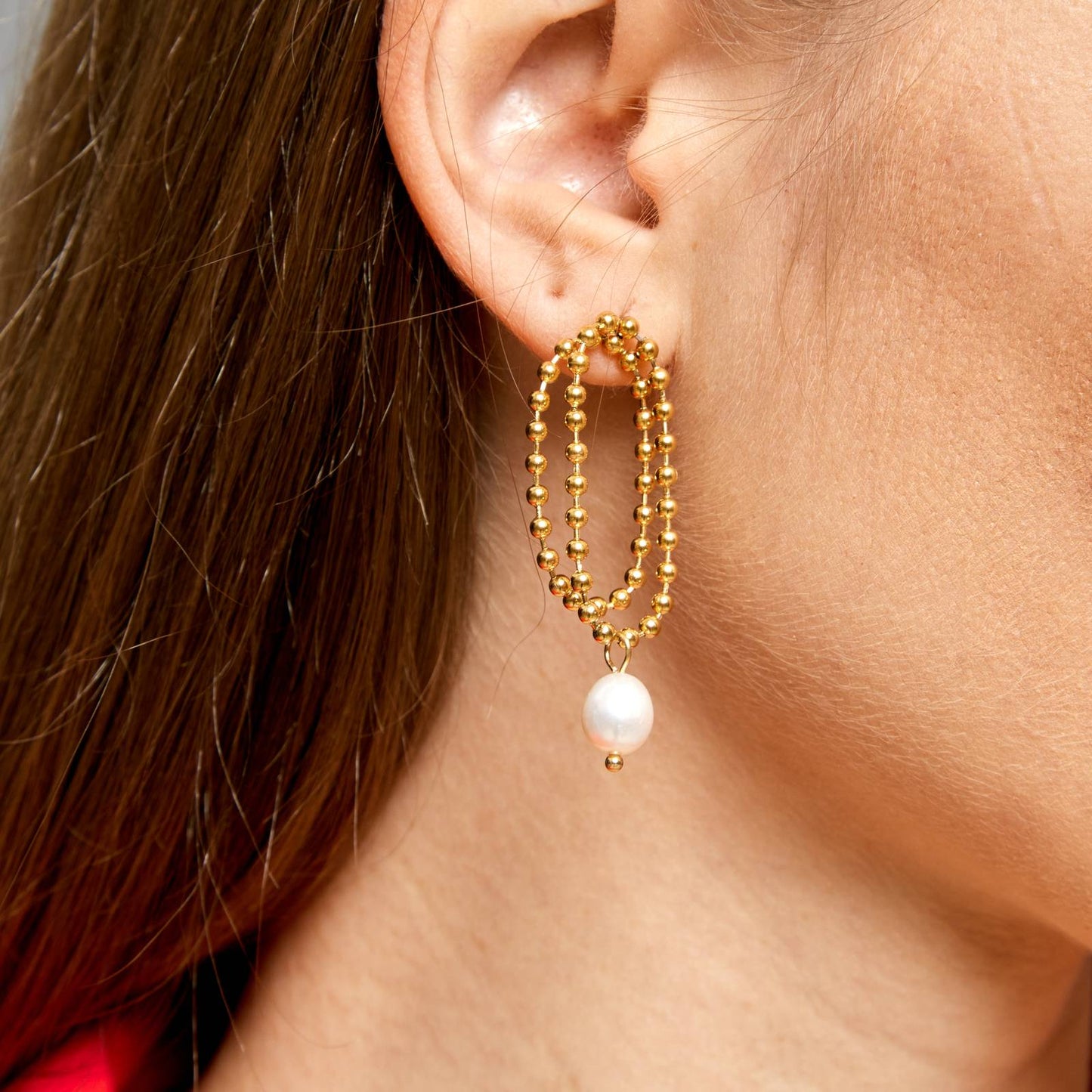 Earrings, 18K Gold Plated Steel