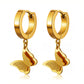Butterflies Earrings, 18K Gold Plated Steel
