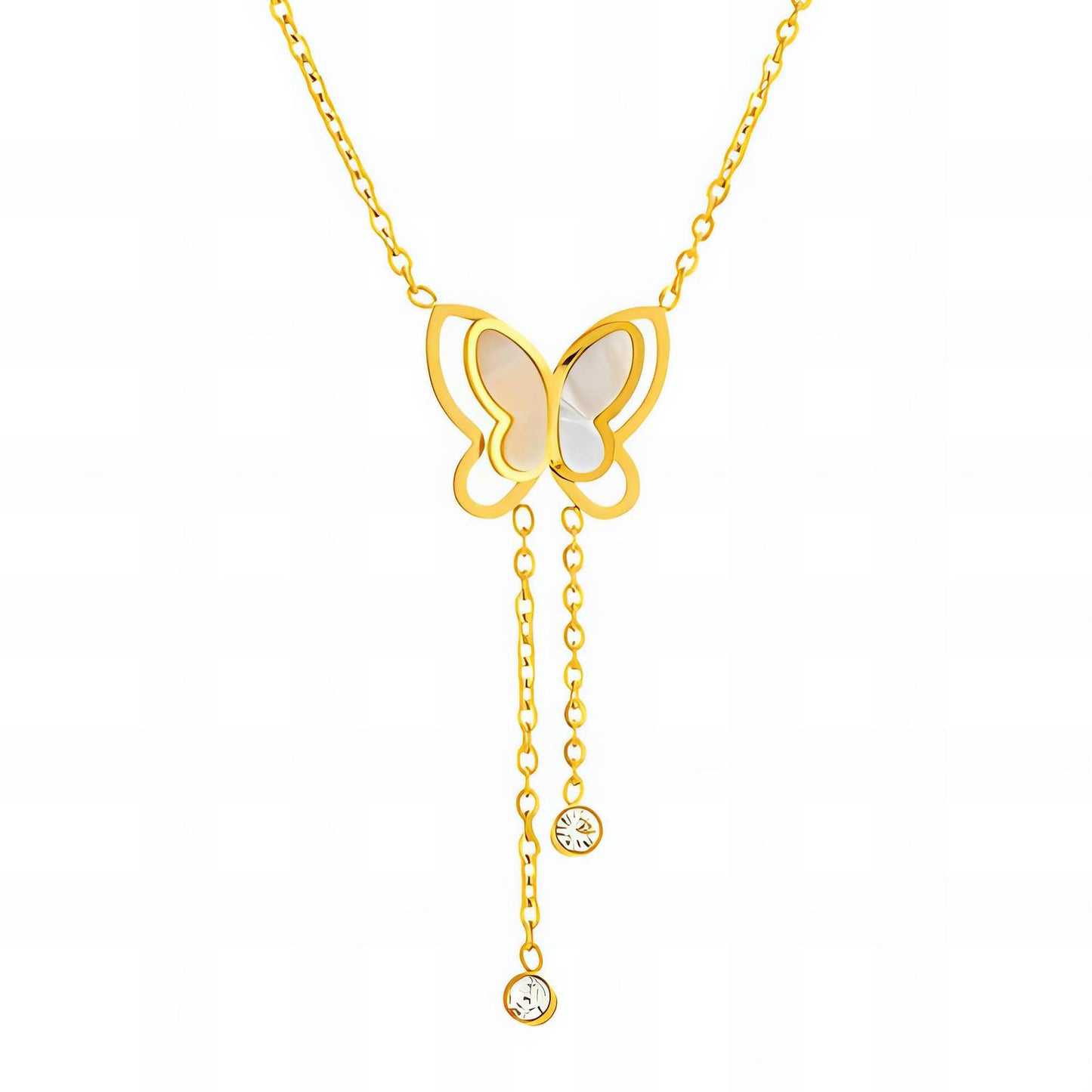 Butterfly Necklace, 18K Gold Plated Steel