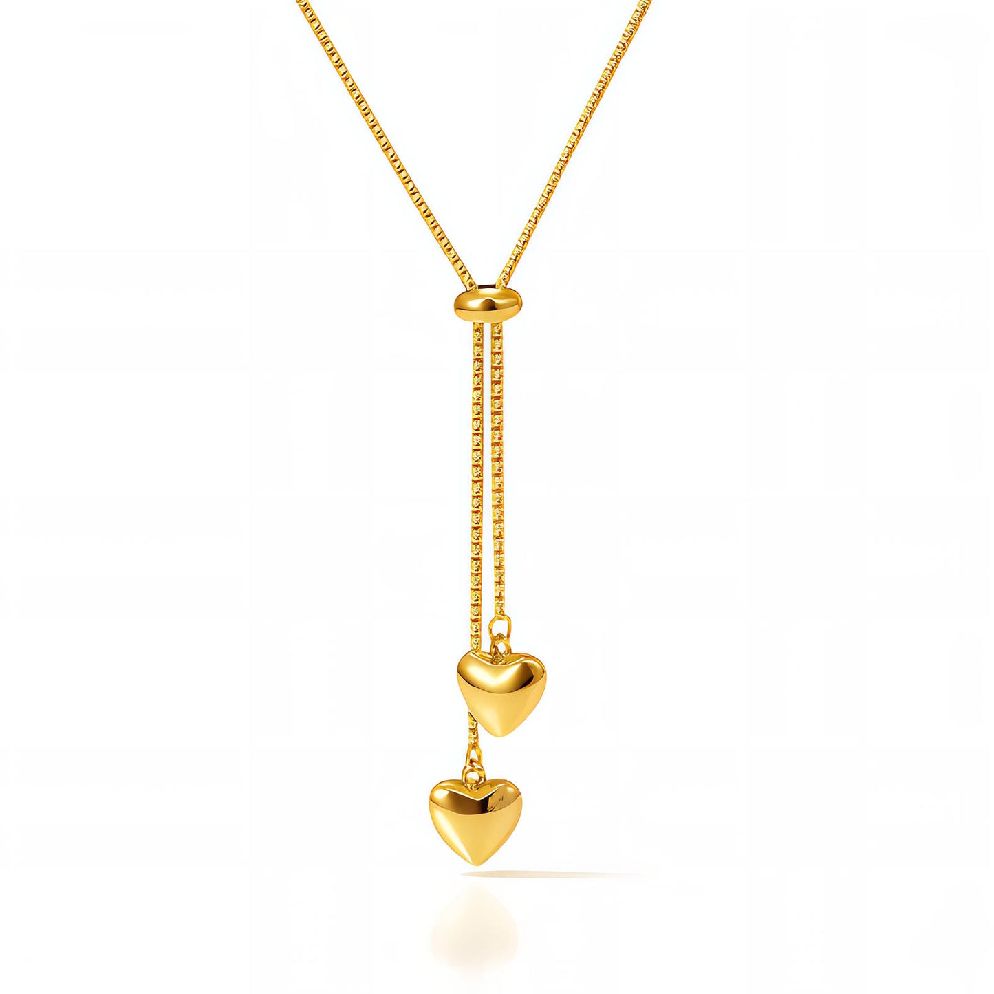 Hearts Necklace, 18K Gold Plated Steel