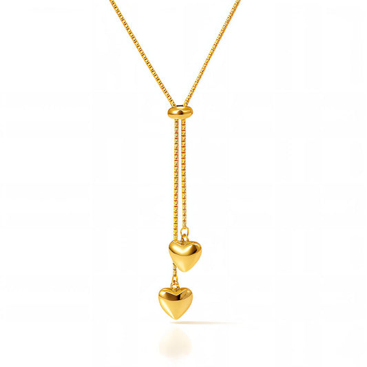 Hearts Necklace, 18K Gold Plated Steel