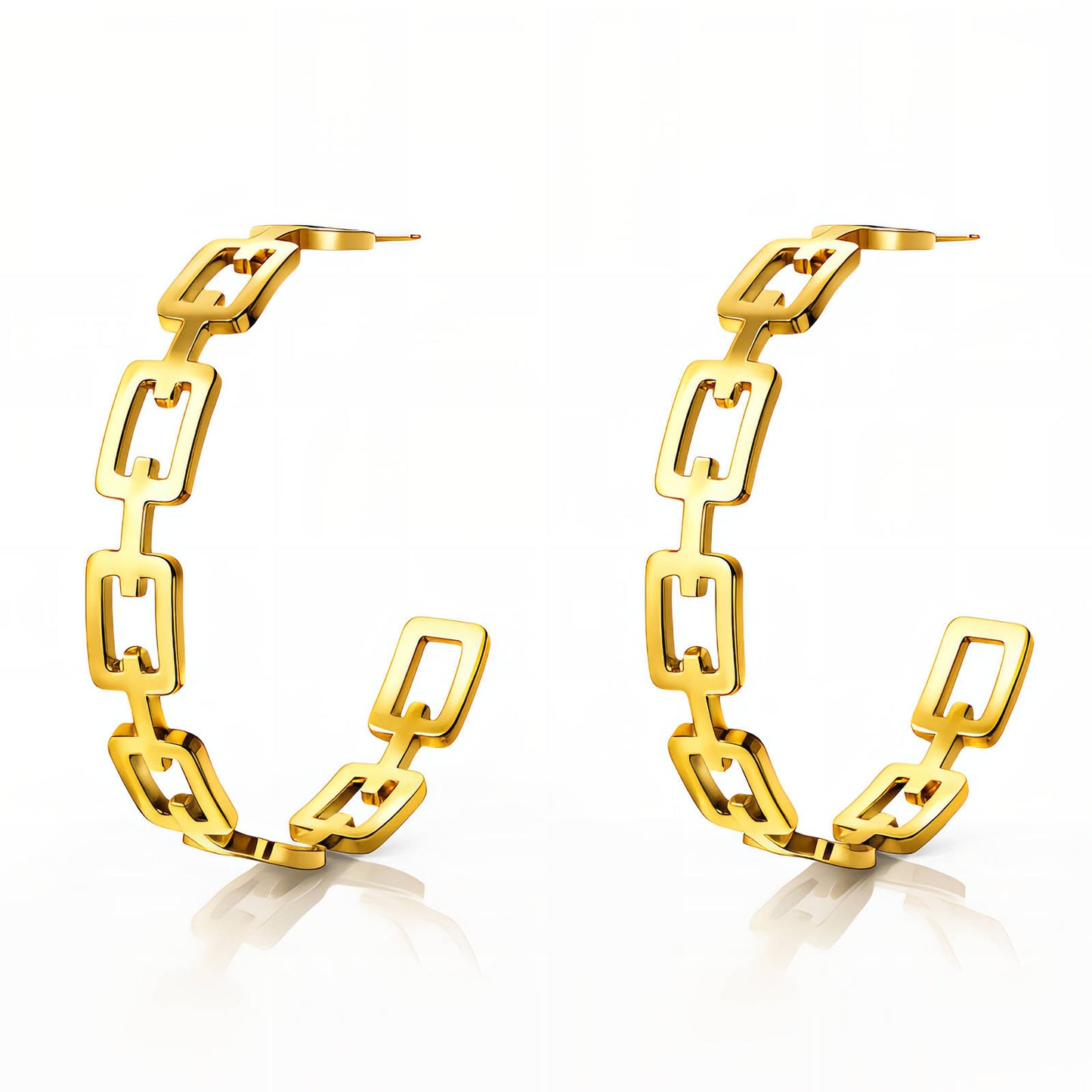 Earrings, 18K Gold Plated Steel