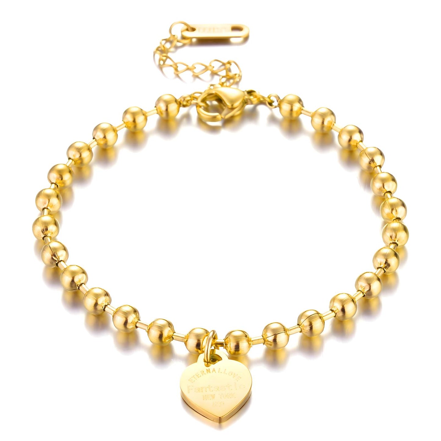 Hearts Bracelet, 18K Gold Plated Steel