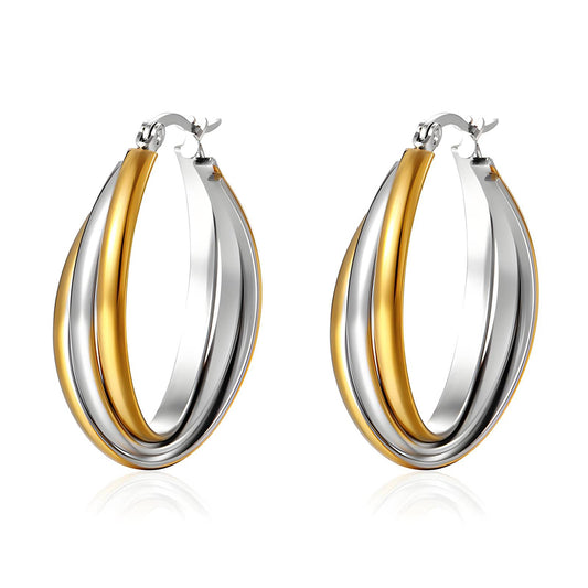 Earrings, 18K Gold Plated Steel